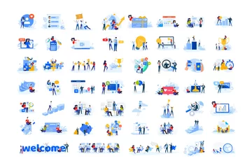 Foto op Plexiglas Set of modern flat design people icons. Vector illustration concepts of business, finance, marketing, technology, teamwork, management, e-commerce, web dewelopment and seo, business success and career © PureSolution