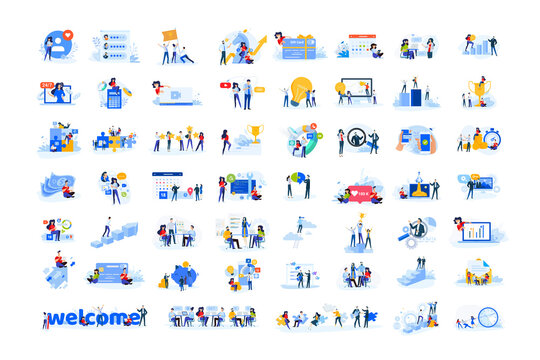 Set of modern flat design people icons. Vector illustration concepts of business, finance, marketing, technology, teamwork, management, e-commerce, web dewelopment and seo, business success and career