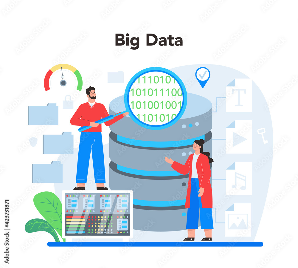 Poster business big data analytics concept. chart and graph