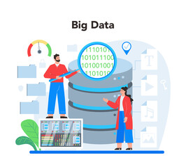 Business big data analytics concept. Chart and graph