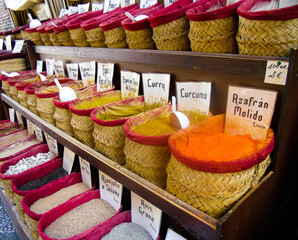 spices on a market in spain