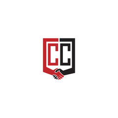 cc logo hand deal design vector icon