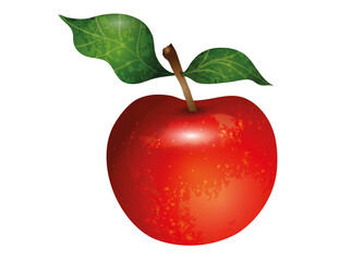 leuchtend roter Apfel mit zwei Blätter