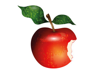 leuchtend roter angebissener Apfel