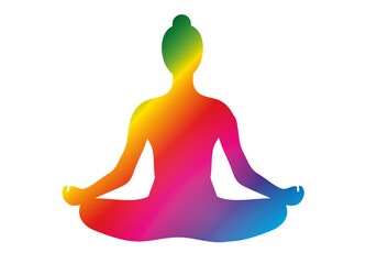 strahlend bunte Yoga Position Silhouette