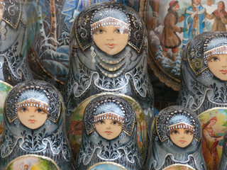 group of matryoshka dolls in st. petersburg russia