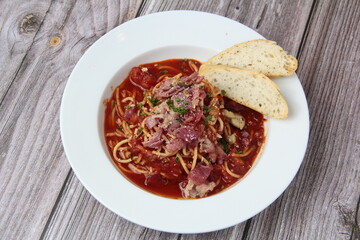 Freshly cooked Italian food pasta