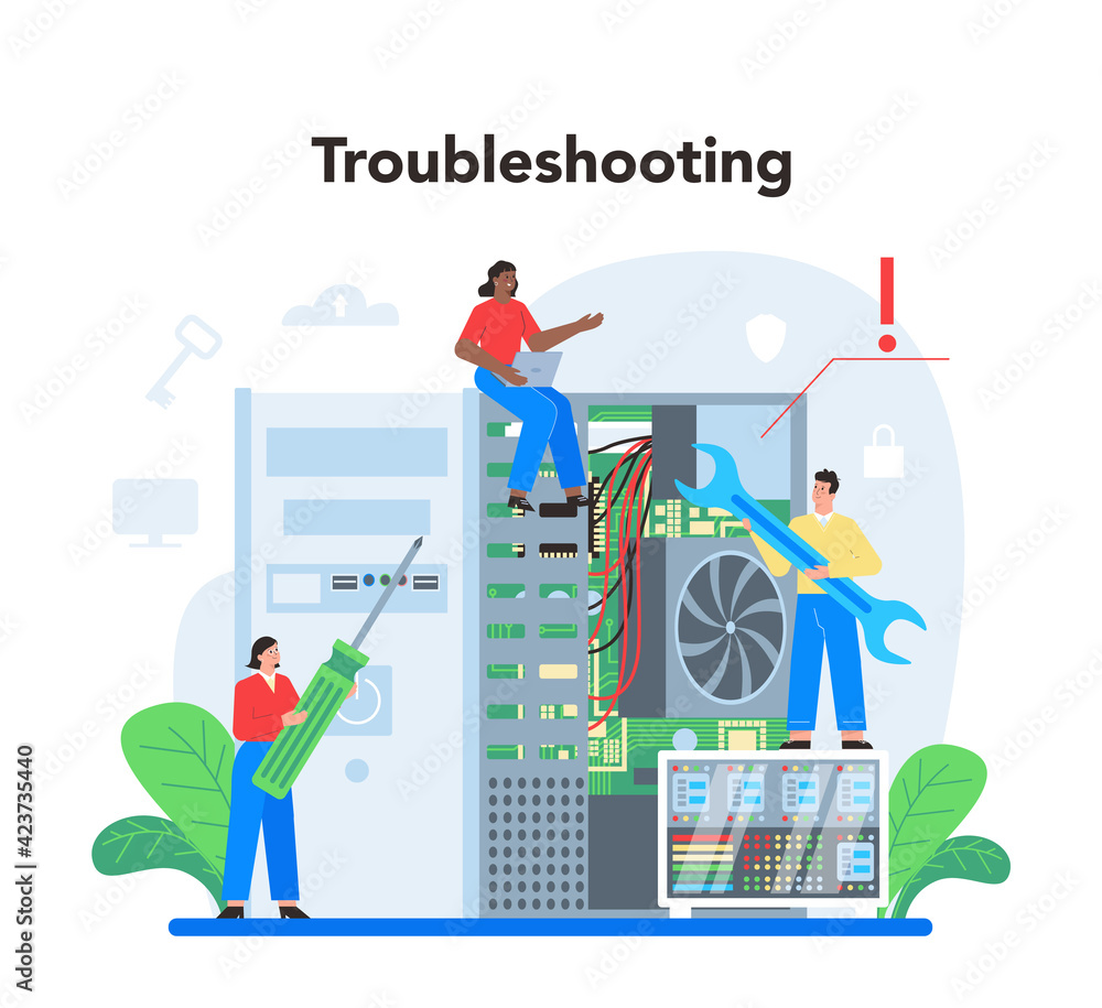 Poster system administrator. technical work with server troubleshooting