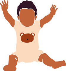 Latino baby in sliders on the white isolated background. Baby abstract art.