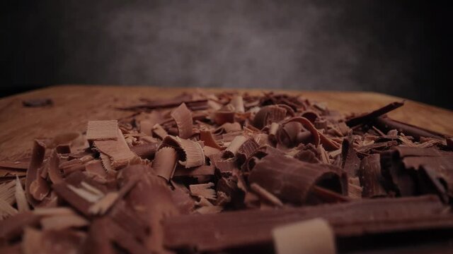Macro shot over chocolate flakes - studio photography