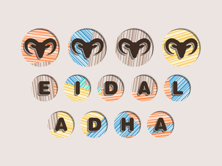 Eid Al Adha greeting card for the Muslim community festival celebration.