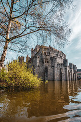 Obraz premium View of Gravensteen, the castle of the Counts of Flanders in Belgium.