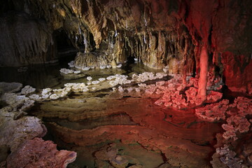 The beauty of stalagmite ornament of Gilap Cave in Gunungsewu karst area. Karst area is a place for water conservation.