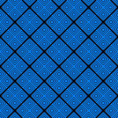 Blue Tile Pattern. Diagonal Tile Pattern. Blue Diagonal Rhombuses Tile. Vector.