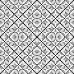 Rhombus Rounded Monochrome Pattern. Black White Diagonal Rounded Rhombuses. Vector.