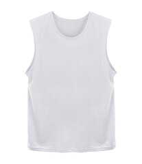 Blank muscle tank top color white front view on white background