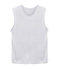 Blank muscle tank top color white front view on white background