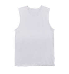 Blank muscle tank top color white front view on white background