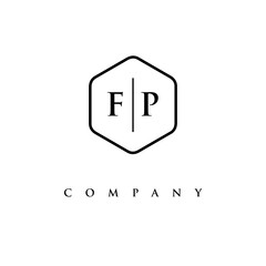 initial FP logo design vector