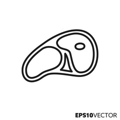 Obraz premium Steak line icon. Outline symbol of prepared food. Raw beef vector illustration.