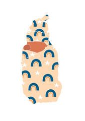 Baby in rainbow and star swaddling clothes on the white isolated background.