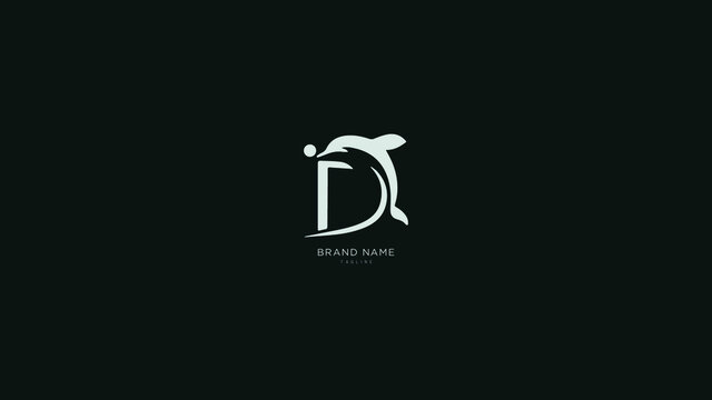 Alphabet letter Initial D, DD dolphin logo vector design, minimal, innovative, creative, symbol, sign, monogram, template, logotype, concept, branding for premium business typeface, startup, company.