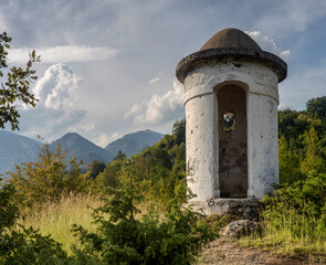 Ancient watchtower in the mountains (Central Macedonia, Greece) on the border with the Republic of...