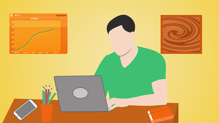 Man at laptop in the office