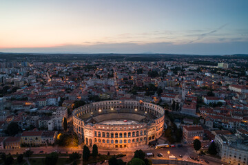 Fototapeta na wymiar Aerial photo of Arena in Pula