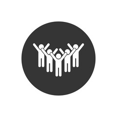 Fans white icon flat. Simple vector symbol and bonus icon. Successful business people hands up