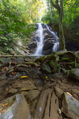 Naklejka na ściany i meble waterfalls found in tropical rainforest in Malaysia 