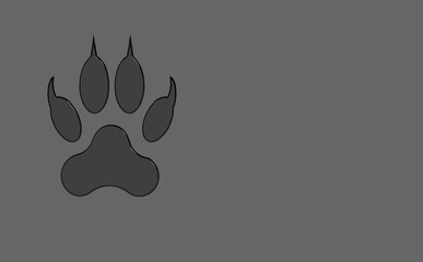 3d rendering. 3d image. animal footprint on a gray background. mammal paw print