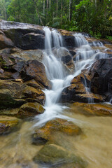 Fototapeta premium waterfalls found in tropical rainforest in Malaysia 