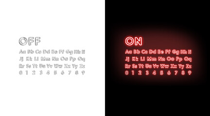 Turn on and off neon alphabet letters and numbers font