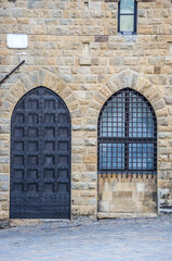 ancient doors and windows of medieval historic buildings