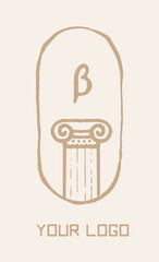 Ancient greek column, Roman symbol, logotype
