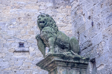 Fototapeta na wymiar stone lion protect the city