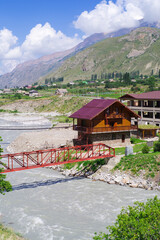 Mountain river Cherek in the village of Verkhnyaya Balkaria