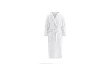 Blank white hotel bathrobe mockup, front view