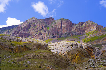 Sandy rocks near the village of Eltyubyu in the valley of the Chegem river