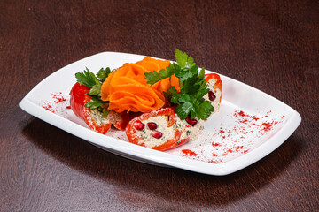 Georgian traditional cuisine - Stuffed pepper with cheese