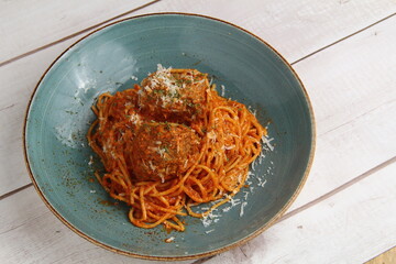 Freshly cooked Italian food pasta