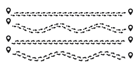 Footprints of shoe icon, foot, horizontal footprints of a person