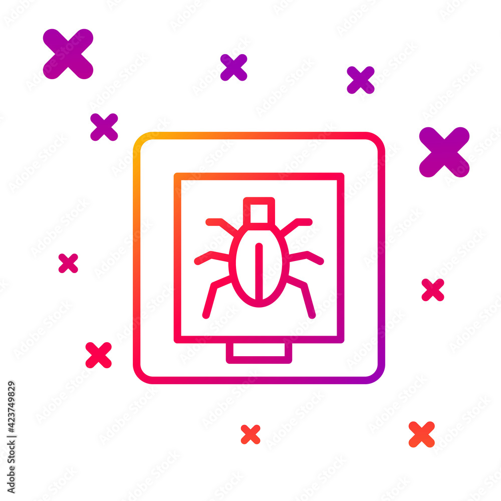 Poster color line insects in a frame icon isolated on white background. herbarium. gradient random dynamic 