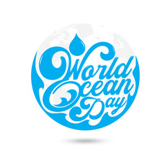 Obraz premium Hand Draw World Ocean Day On White Background