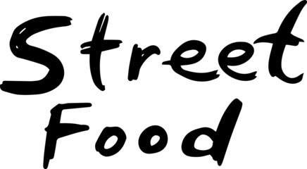 Black and white hand drawn lettering "Street Food" for street retaurants and cafe. Isolated elements on white background. Vector illustration made after hand drawn sketch.