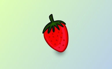 Garden strawberry fruit or strawberries flat color vector icon for food apps and websites