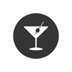 Icon of martini glass vector in flat sign