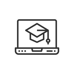 Online Learning Line Icon Vector Illustration