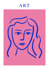Matisse face art print. Abstract contemporary wall decor, modern poster. Mid century vector illustration